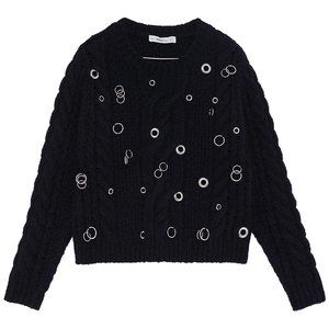 Zara Knit Sweater w/ Grommets & Rings